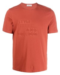 Мужская оранжевая футболка с круглым вырезом от Corneliani