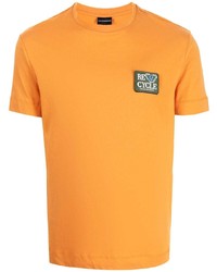 Мужская оранжевая футболка с круглым вырезом от Emporio Armani