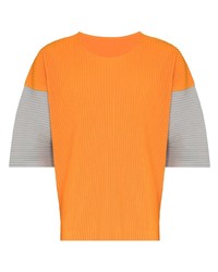 Мужская оранжевая футболка с круглым вырезом от Homme Plissé Issey Miyake