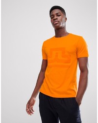 Мужская оранжевая футболка с круглым вырезом от J. Lindeberg