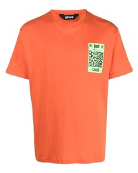 Мужская оранжевая футболка с круглым вырезом от Just Cavalli