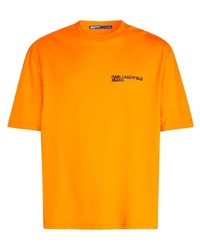 Мужская оранжевая футболка с круглым вырезом от KARL LAGERFELD JEANS