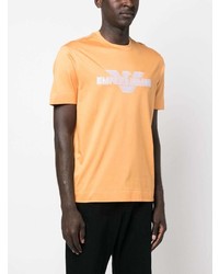 Мужская оранжевая футболка с круглым вырезом от Emporio Armani