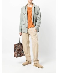 Мужская оранжевая футболка с круглым вырезом от VISVIM