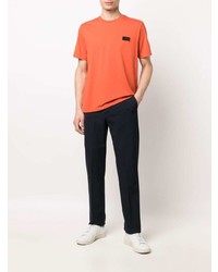 Мужская оранжевая футболка с круглым вырезом от Herno