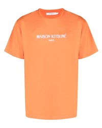 Мужская оранжевая футболка с круглым вырезом от MAISON KITSUNÉ