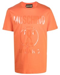 Мужская оранжевая футболка с круглым вырезом от Moschino