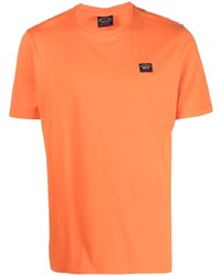 Мужская оранжевая футболка с круглым вырезом от Paul & Shark