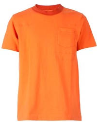 Мужская оранжевая футболка с круглым вырезом от Sacai