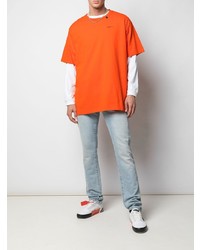 Мужская оранжевая футболка с круглым вырезом от Off-White