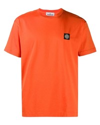 Мужская оранжевая футболка с круглым вырезом от Stone Island