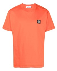 Мужская оранжевая футболка с круглым вырезом от Stone Island