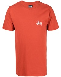 Мужская оранжевая футболка с круглым вырезом от Stussy