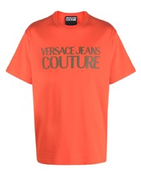 Мужская оранжевая футболка с круглым вырезом от VERSACE JEANS COUTURE
