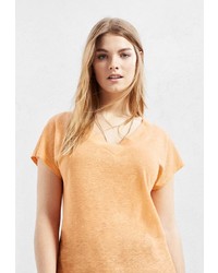 Женская оранжевая футболка с круглым вырезом от Violeta BY MANGO