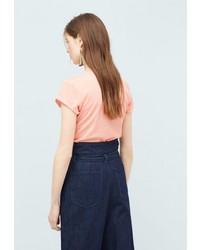 Женская оранжевая футболка с принтом от Mango