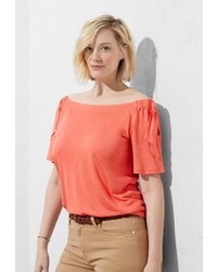 Женская оранжевая футболка от Violeta BY MANGO