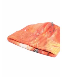 Мужская оранжевая шапка с принтом от Moschino