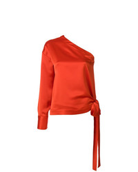 Оранжевая шелковая блузка с длинным рукавом от MSGM