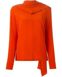Оранжевая шелковая блузка с длинным рукавом от Stella McCartney