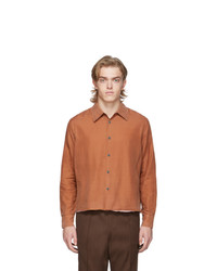 Оранжевая шелковая рубашка с длинным рукавом
