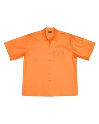 Мужская оранжевая шелковая рубашка с коротким рукавом от Balenciaga