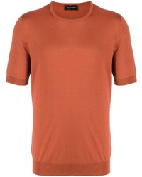 Оранжевая шелковая футболка с круглым вырезом