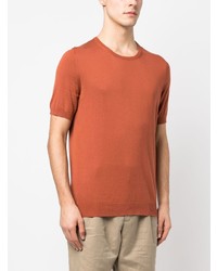 Мужская оранжевая шелковая футболка с круглым вырезом от Tagliatore