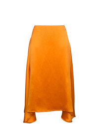 Оранжевая шелковая юбка-миди