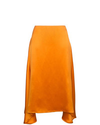 Оранжевая шелковая юбка-миди от Sies Marjan
