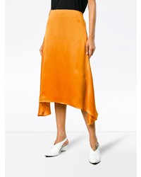 Оранжевая шелковая юбка-миди от Sies Marjan