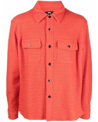 Мужская оранжевая шерстяная рубашка с длинным рукавом с узором зигзаг от Stussy