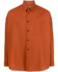 Мужская оранжевая шерстяная рубашка с длинным рукавом от Marni