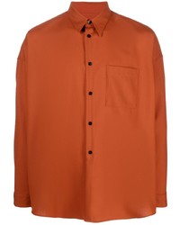 Мужская оранжевая шерстяная рубашка с длинным рукавом от Marni