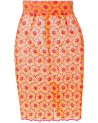 Оранжевая юбка-карандаш с цветочным принтом