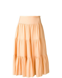 Оранжевая юбка-миди со складками от Chloé