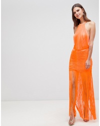 Оранжевое вечернее платье c бахромой от ASOS DESIGN