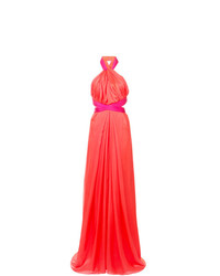 Оранжевое вечернее платье с вырезом от Brandon Maxwell