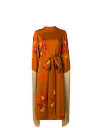 Оранжевое вечернее платье с принтом