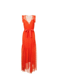 Оранжевое вечернее платье с рюшами от Alice McCall