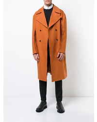 Оранжевое длинное пальто от Yang Li