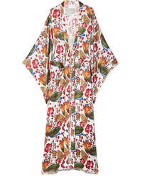 Оранжевое кимоно с цветочным принтом
