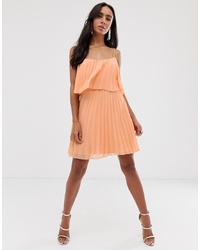 Оранжевое коктейльное платье со складками от ASOS DESIGN