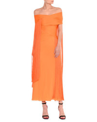 Оранжевое платье c бахромой