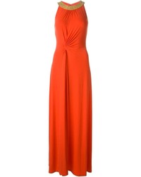 Оранжевое платье-макси с украшением от MICHAEL Michael Kors