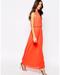 Оранжевое платье-макси с украшением от Oasis