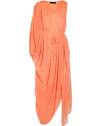 Оранжевое платье-макси со складками от Saloni