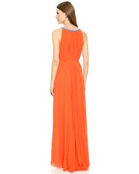Оранжевое платье-макси от Saloni