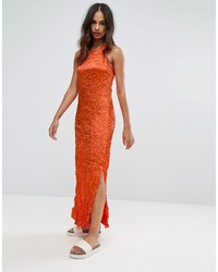 Оранжевое платье-макси от Warehouse