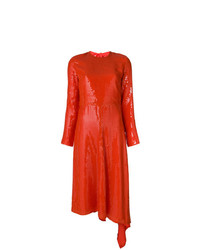 Оранжевое платье-миди с пайетками от MSGM